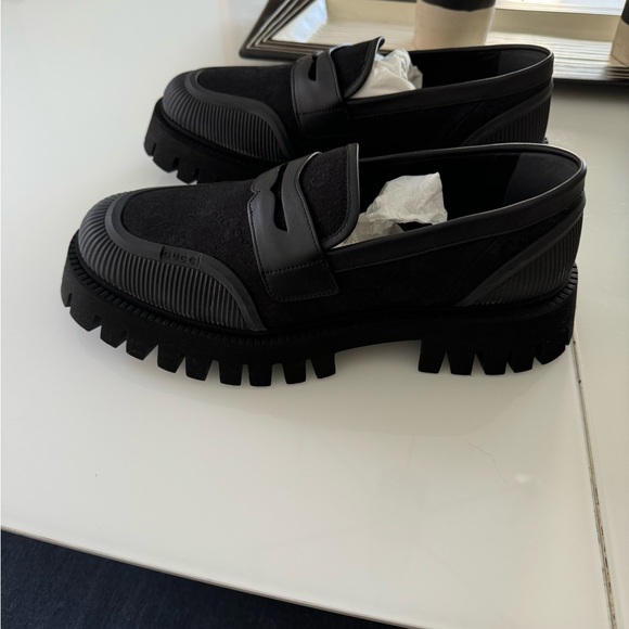 NWT Gucci Black Canvas monogram GG chunky loafers - Picture 5 of 6